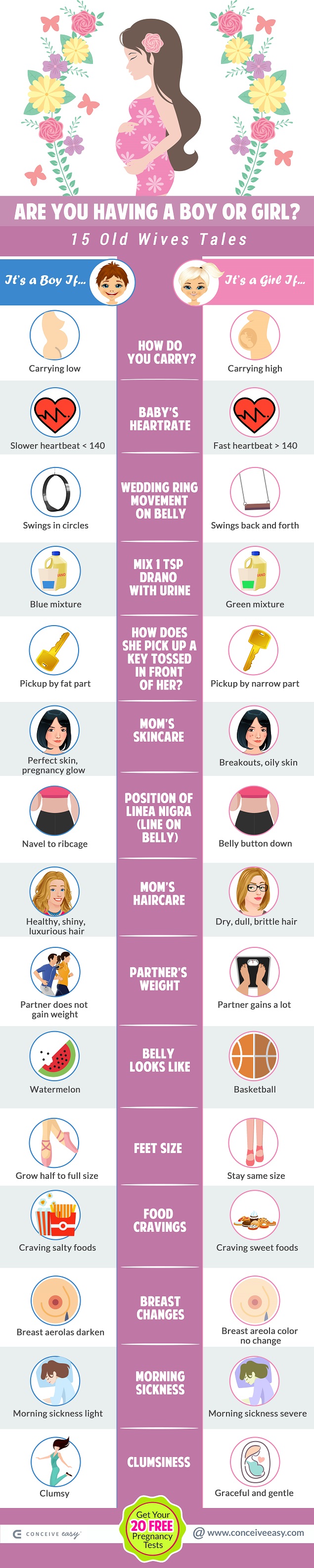 Boy or Girl? 15 Old Wives Tales Infographic