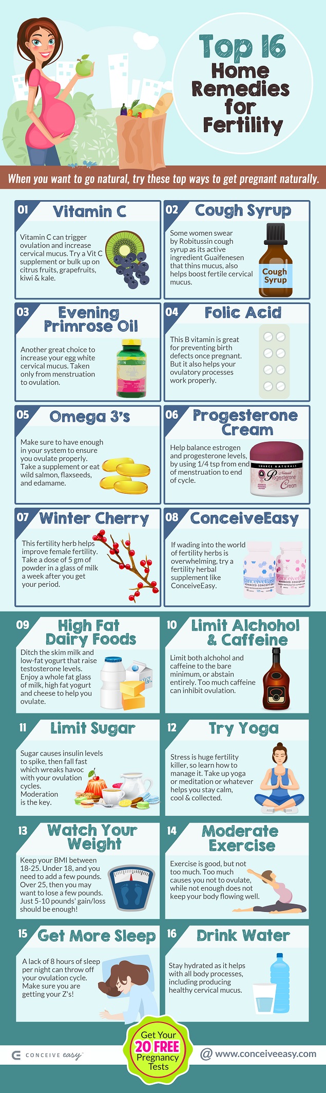 Top 16 Home Remedies for Fertility Infographic